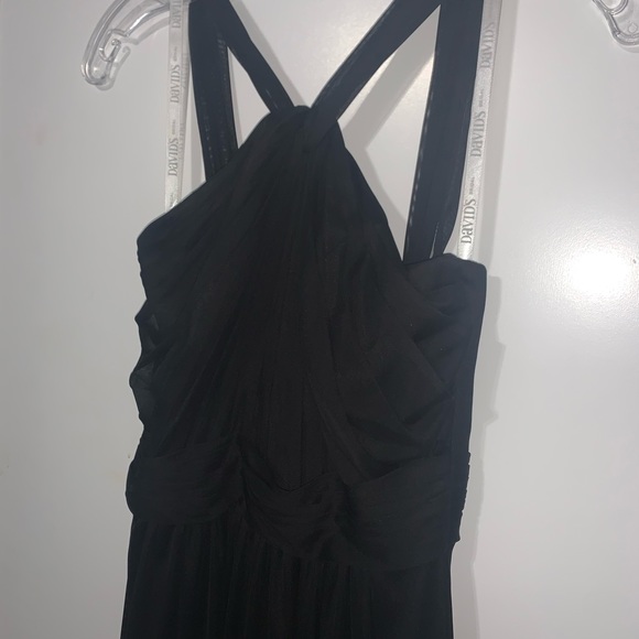 David’s Bridal Black Long Bridesmaid Dress Flowy Women’s Size 0 Like New - Picture 2 of 7